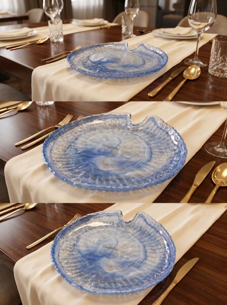Arda Cam Pasta Tabağı Alabaster Cobalt Blue 19 cm