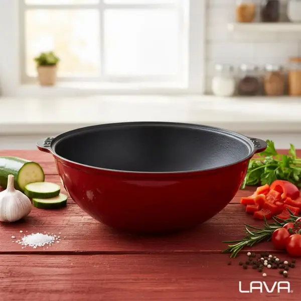 Lava Döküm Yuvarlak Özbek Kazanı Tencere Çap28cm