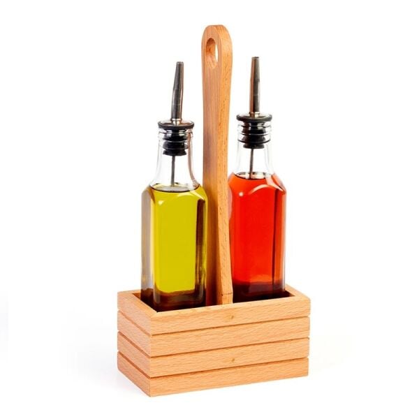 Biradlı Kare Yağlık Takımı, Ahşap Standlı, 2'li, 250 cc