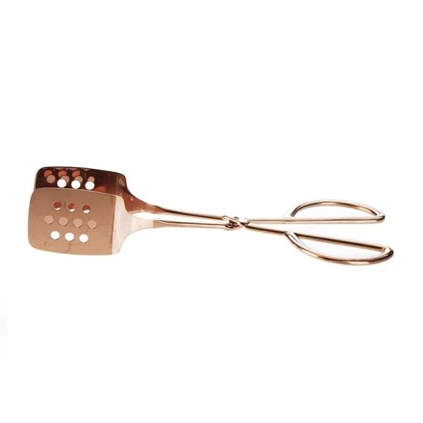Biradlı Makas Servis Maşası, Delikli, 26 cm, Bakır