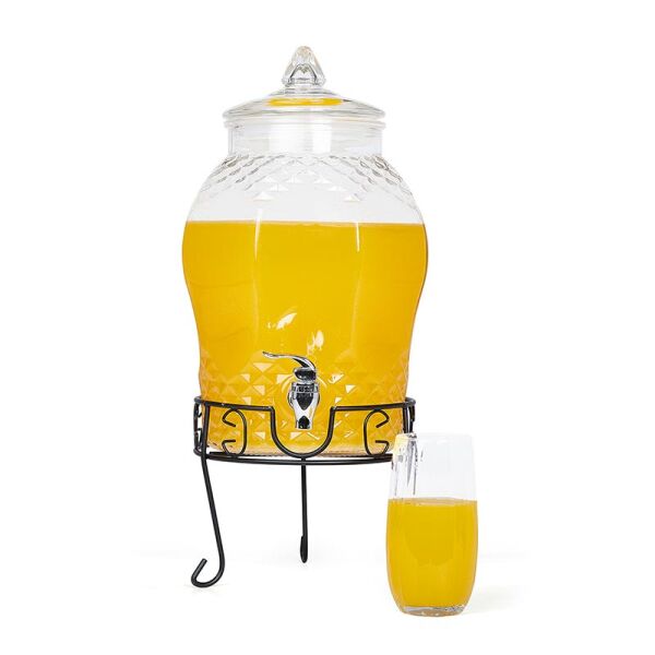 Biradlı Musluklu Cam Şerbetlik, 8 L