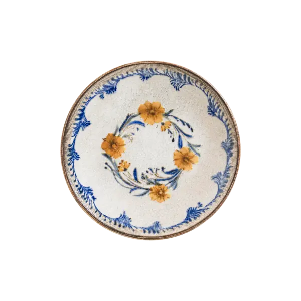 Retro Çiçek Desenli Gurme Düz Tabak 21 cm