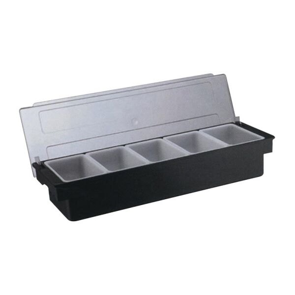 Biradlı Bar Konteyner, 5'li, Kapaklı, Polikarbon, 50x16x9 cm, Siyah