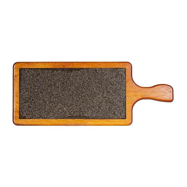 Biradlı Kulplu Steak Ahşap Sunum Tahtası, Bazaltlı, 45x18 cm