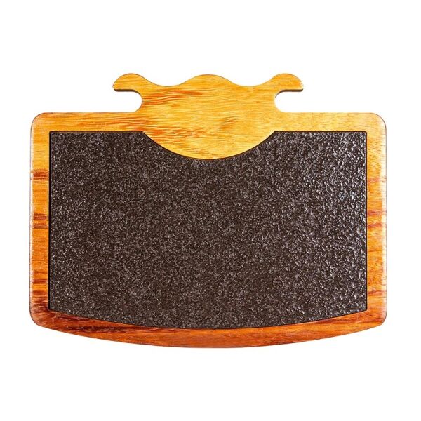 Biradlı Boynuzlu Steak Ahşap Sunum Tahtası, Bazaltlı, 32.5x25 cm