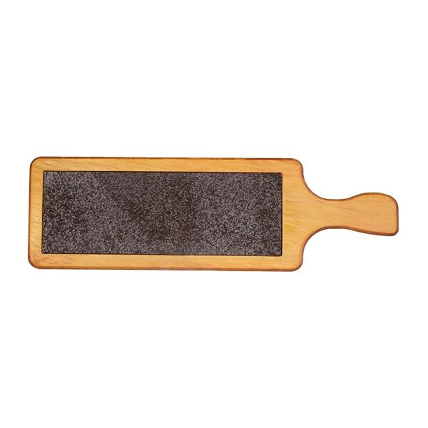 Biradlı Kulplu Steak Ahşap Sunum Tahtası, Bazaltlı, 45x14 cm