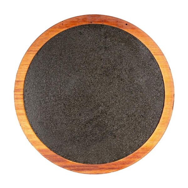 Biradlı Yuvarlak Steak Ahşap Sunum Tahtası, Bazaltlı, 30.5 cm