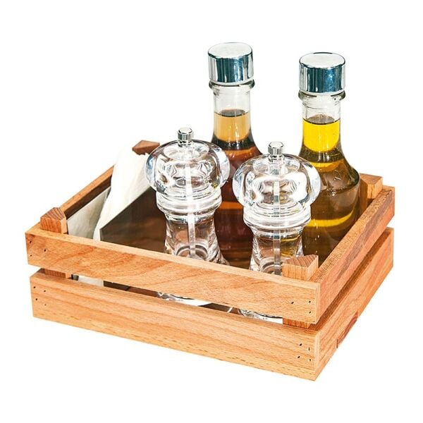 Biradlı Ahşap Kasalı Tuzluk Yağlık Takımı, 5'li