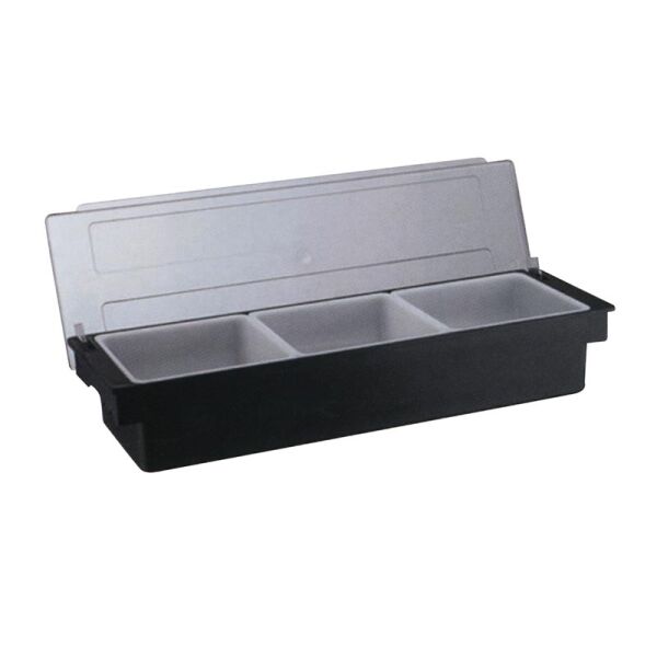 Biradlı Bar Konteyner, 3'lü, Kapaklı, Polikarbon, 50x16x9 cm, Siyah