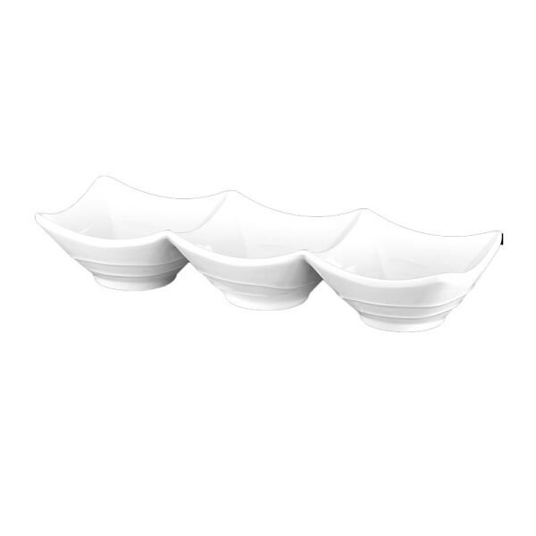 Biradlı 3'lü Minimal Sunum Kasesi, Melamin, 24.5x8.5x4.5 cm