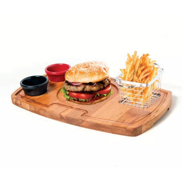 Biradlı Burger Servis Sunum Tahtası, 38x22.5x2 cm