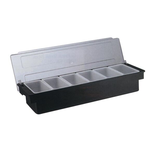 Biradlı Bar Konteyner, 6'lı, Kapaklı, Polikarbon, 50x16x9 cm, Siyah